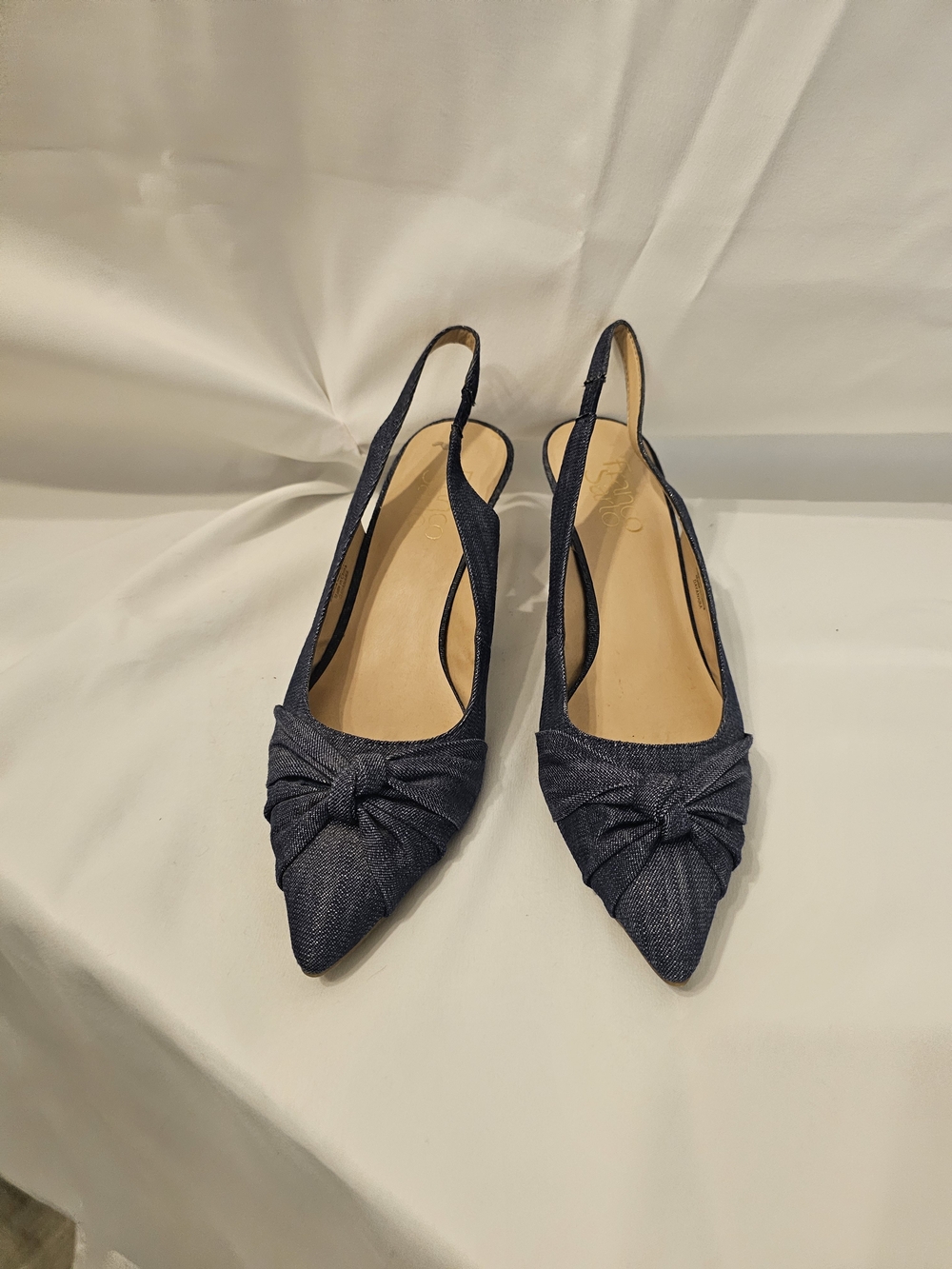 Franco Sarto Navy Pointed Slingback Knot Mules